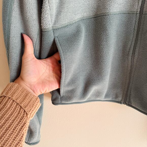 UpWest Green Blue 2 Two Tone Colorblock Fleece Hooded Full Zip Jacket Large Gorp - Picture 3 of 8